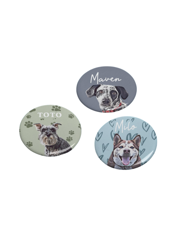 Custom Dog Photo Pin Button – Personalized Accessory for Dog Lovers