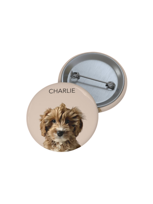 Custom Dog Portrait Pin Button – Personalized Accessory for Dog Lovers
