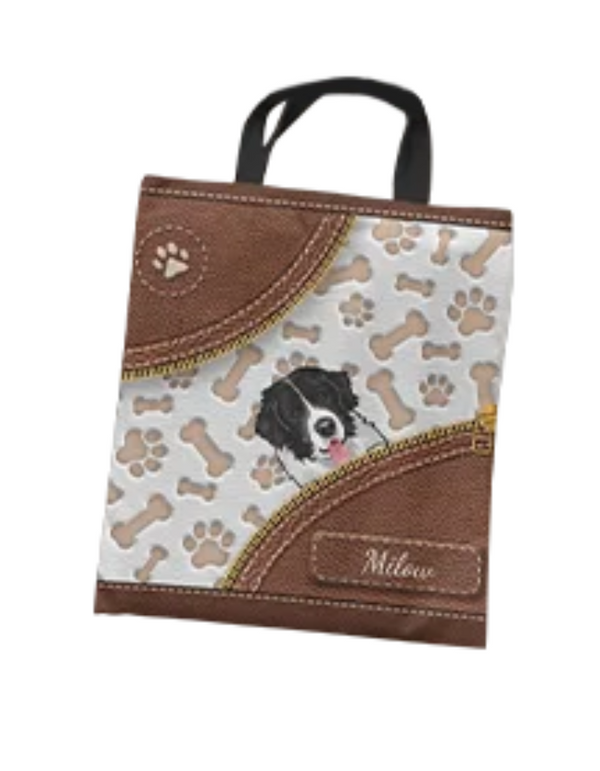 Personalized Leather-Look Pet Heads Tote Bag – Custom Eco-Friendly Carryall