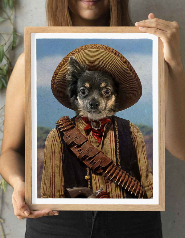 The Outlaw Custom Pet Portrait – Vintage Western Style Personalized Pet Artwork | Custom Dog & Cat Portrait India
