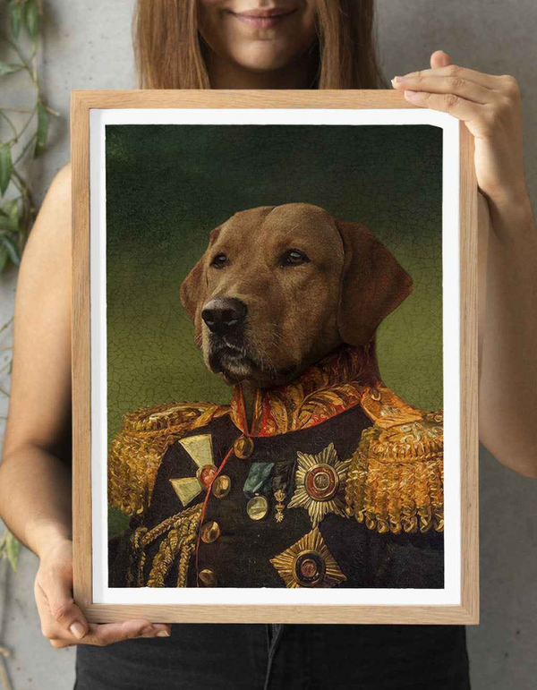 The General – Custom Vintage Pet Portrait | Personalized Royal Pet Art in India